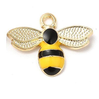 ECH05-1 - Enamel Bee charm/pendant - light gold 